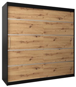 Dulap de haine 250 cm Verika 1 250 (negru + stejar artisan). 1063747