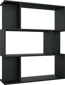 vidaXL Bibliotecă/Separator cameră, negru, 80x24x96 cm, lemn prelucrat