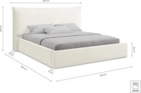 Pat matrimonial verde tapițat cu spațiu de depozitare cu somieră 180x200 cm Esala – Makamii