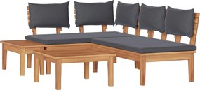 vidaXL Set de canapele pentru grădină 4 pcs Maro și gri