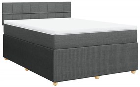 3287508 vidaXL Pat continental cu saltea, gri închis, 160x200 cm, țesătură