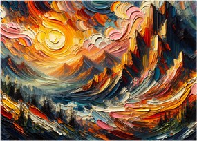 Tablou pe sticlă - Munte acoperit de soare (70x50 cm)