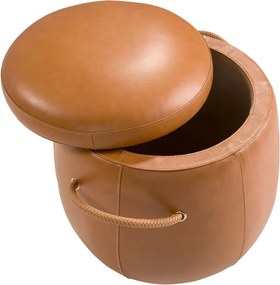Taburete cu spatiu de depozitare LUX design italian Cowhide camel