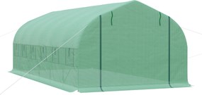Outsunny Seră de exterior - Seră tip tunel 6x3x2 m, seră mare de grădină cu 12 ferestre și ușă rulabilă cu fermoar, cadru din metal pentru cultivarea plantelor, verde | Aosom Romania