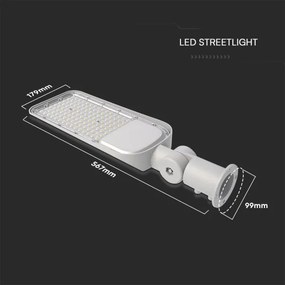 Lampă stradală LED 100W 230V 4000K IP65 cu senzor de amurg, gri