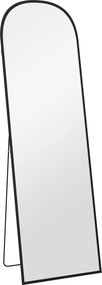 HOMCOM Oglindă de Podea și Perete, Oglindă Modernă cu Structură din Aliaj de Aluminiu și Suport Pliabil, 50x161.5 cm, Negru | Aosom Romania