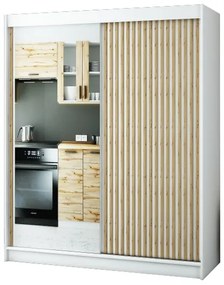 Dulap de haine 180 cm Ladonna 2 (alb mat) (cu oglindă). 1045707