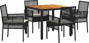 vidaXL Set de masă pentru grădină 5 pcs Negru poliratan