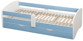 Pat de o persoană 90 cm Carecen (albastru + alb) (cu somieră) (cu sp. depozitare). 1116284