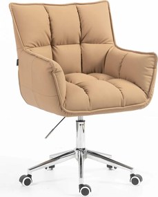 HR560K Scaun Caramel Piele Ecologica Premium Soft cu Bază Cromata