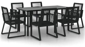 3156545 vidaXL Set mobilier de grădină, 7 piese, negru, ratan PVC