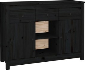 vidaXL Servantă, negru, 100x35x74,5 cm, lemn masiv de pin