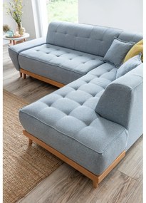 Colțar extensibil cu șezlong pe partea dreaptă Miuform Dazzling Daisy L, albastru deschis