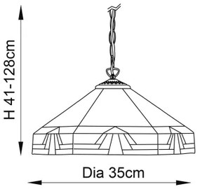 Candelabru cu lanț Tiffany NEVADA, 1xE27/60W/230V, Ø 35 cm — Endon 64285