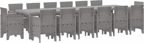 vidaXL Set de masă pentru grădină 15 pcs Gri deschis Ratan Polt