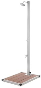 vidaXL Duș de grădină cu bază maro, 220 cm, oțel inoxidabil