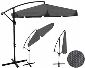 ShopJK UMBRELĂ DE SOARE PENTRU GRĂDINĂ 350 CM GRI ÎNCHIS