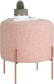 Taburet COPPER 44, roz/cupru, material textil/otel, 40x40x42 cm
