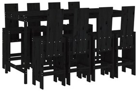 3157791 vidaXL Set bar de grădină, 9 piese, negru, lemn masiv de pin