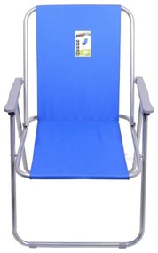 Scaun camping pliabil albastru/crom mat