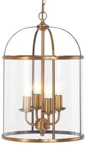 Lampă suspendată vintage bronz cu sticlă transparentă 4 lumini - Pimpernel