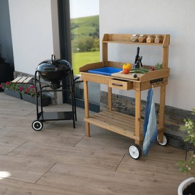 Masă de lucru pentru grădină Barrie (cu lavoar) (maro). 1034233