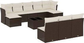 vidaXL Set canapele de grădină cu perne, 11 piese, maro, poliratan