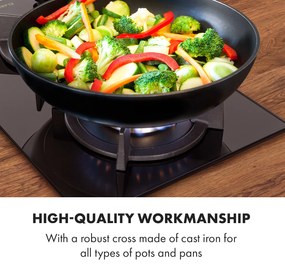 Goldflame Domino, plită pe gaz, 2 arzătoare din aramă, ceramică din sticlă