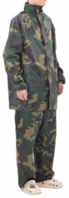 vidaXL Costum de ploaie, 2 piese, imprimeu camuflaj, cu glugă, L