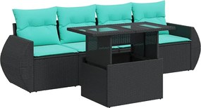 vidaXL Set mobilier de grădină cu perne, 5 piese,poliratan/lemn acacia