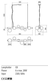 Lustră pe cablu GOJI Redo 01-2375 6xG9/28W/230V negru