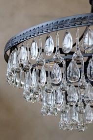 Candelabru din sticla, cu piese în forma de picătura, 12 surse de lumina, Versailles