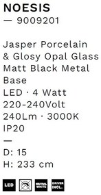 Pendul LED decorativ portelan jasper, sticla alb, NOESIS