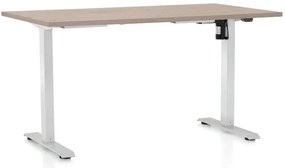Masa inaltime reglabila OfficeTech A, 120 x 80 cm, bază albă, stejar