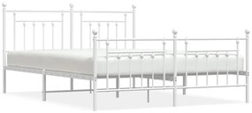 353609 vidaXL Cadru de pat metalic cu tăblie de cap/picioare, alb, 183x213 cm