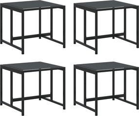 vidaXL Taburete de grădină, 4 buc., negru, oțel și textilenă
