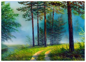Tablou pe sticlă - Pictură în ulei de peisaj (70x50 cm)