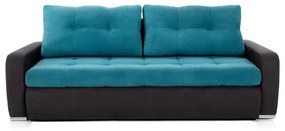 Canapea Extensibilă 3 locuri  VENETIA, cu ladă de depozitare, 220x100x90 cm, Turcoaz/Negru