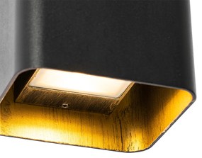 Aplică modernă neagră incluzând LED IP54 pătrat - Evi