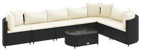 3308384 vidaXL Set mobilier de grădină cu perne, 8 piese, negru, poliratan