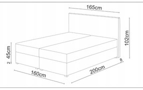 Pat matrimonial Boxspring 160 cm Karen (gri) ( cu saltea și sp. depozitare). 1046606