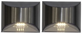 Set de 2 lămpi de perete solare cu LED-uri din oțel inoxidabil Star Trading Wally, înălțime 8 cm