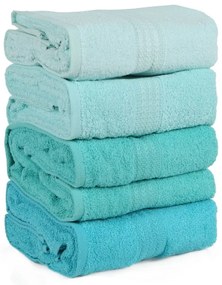 Set 4 prosoape baie Rainbow Water, 70 x 140 cm, turcoaz