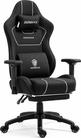 DOWINX 6657B - Scaun Gaming Ergonomic, Masaj in perna lombara, Șezut cu Arcuri Metalice și Spumă, Cotiere 4D, Suport pentru picioare, Rabatabil, Rezistent 136 kg, Material textil, Negru