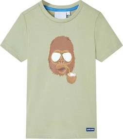 vidaXL Tricou pentru copii cu mâneci scurte, kaki deschis, 140
