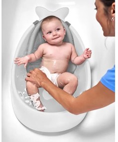 Cădiță pentru bebeluși cu covoraș ergonomic Skip Hop MOBY 3 alb