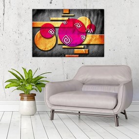 Tablou abstract cu simboluri istorice (90x60 cm)