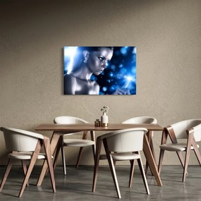 Tablou - Femeia, sclipici albastru (90x60 cm)