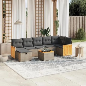vidaXL Set canapele de grădină cu perne, 8 piese, gri, poliratan