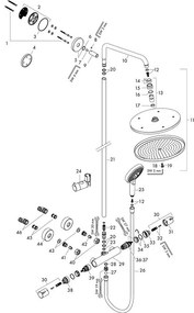 Coloana dus cu baterie si termostat Hansgrohe, Croma Select S, bronz periat